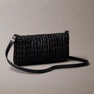 CALVIN KLEIN Handbags Ruched Small Shoulder Bag Black NWT Clutch $99 4K3090G